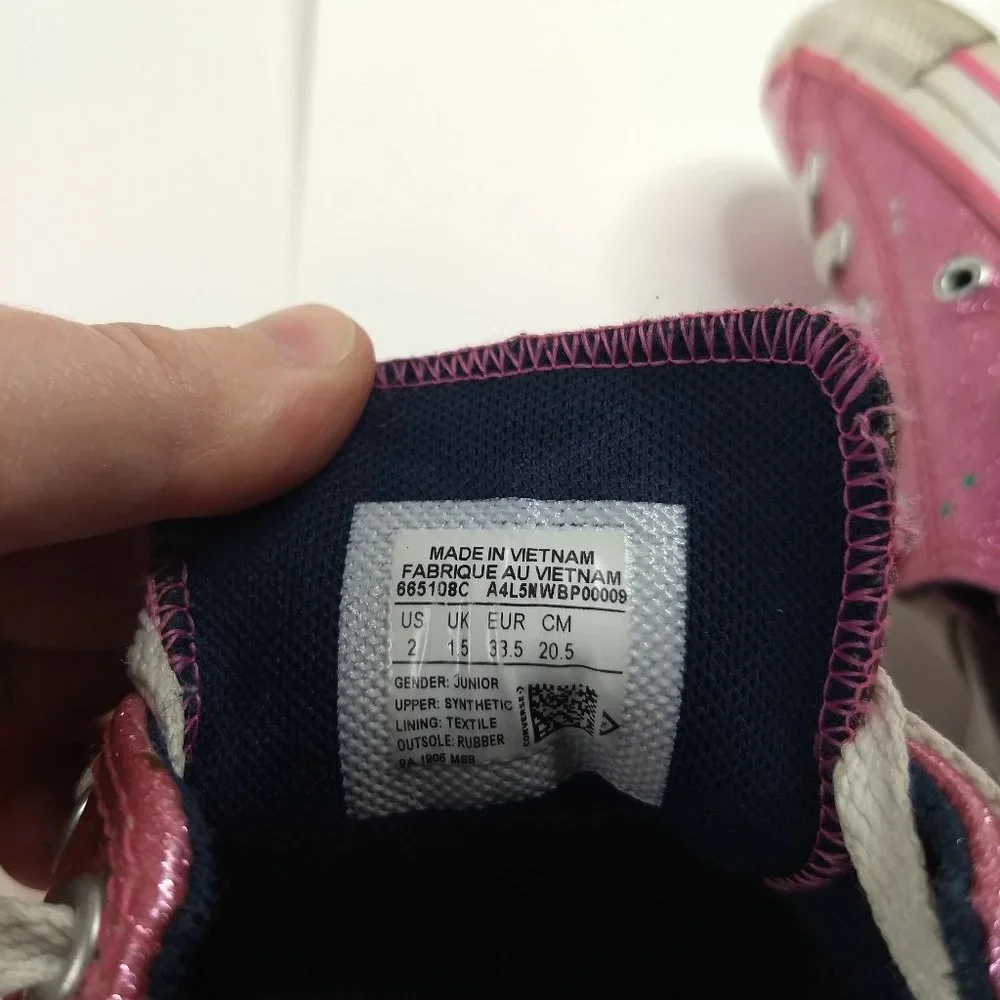 pink Sparkle Galaxy Glitter Star Converse Size US 2 Youth Girls Fun Colorful